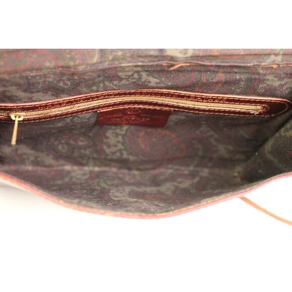 Paola del Lungo TOOLED RED BROWN REAL LEATHER FLAP SHOULDER BAG X-BODY - Picture 8 of 13